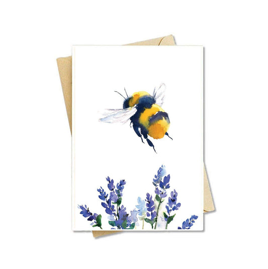 Beehive Shoppe 8 Cards & Envelopes Handmade Lavender Bee Flower Note Cards