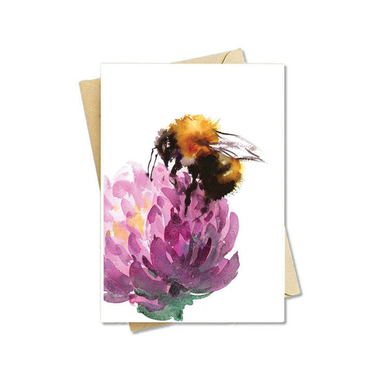 Beehive Shoppe 8 Cards & Envelopes Handmade Watercolor Bumble Bee Lavender