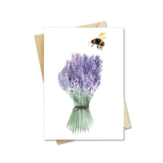 Beehive Shoppe 8 Cards & Envelopes Handmade Watercolor Lavender Bunch Bee