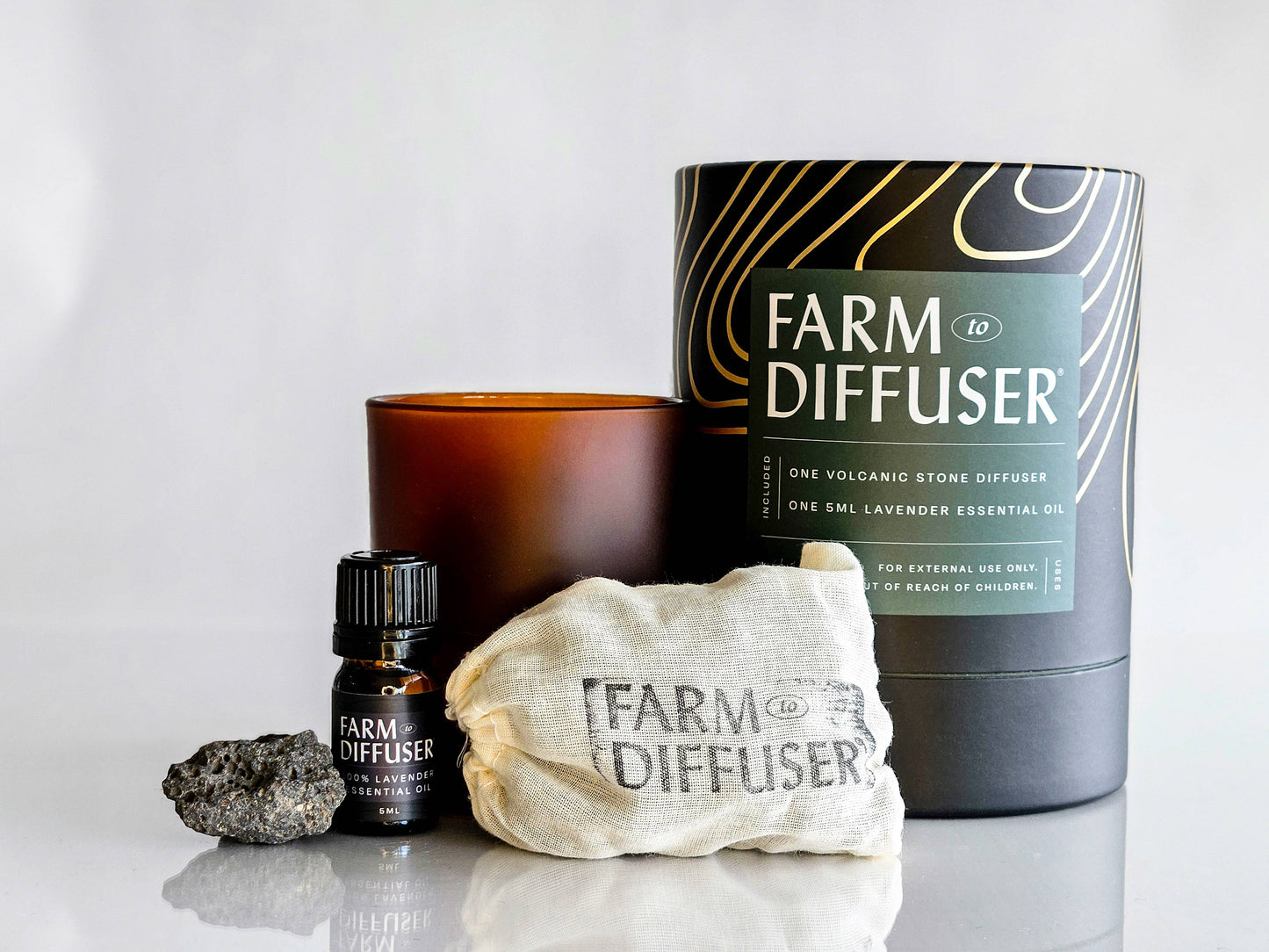 Farm to Diffuser Lava Rock Diffuser Lavender Essential Oil Volcanic Stone Passive Diffuser with Lavender Essential Oil