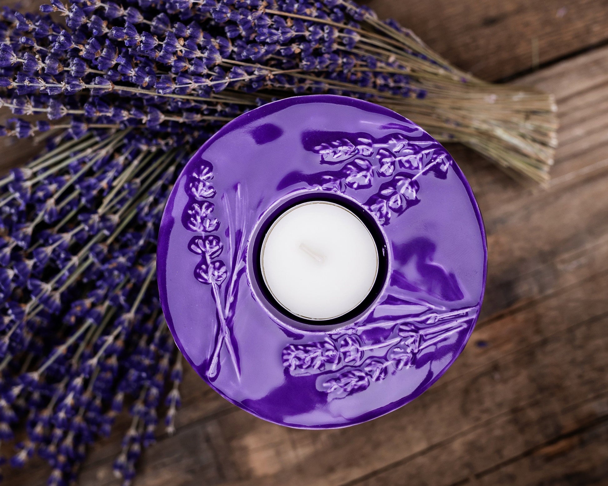 True Lavender Collective Purple Lavender Tea Light Holder