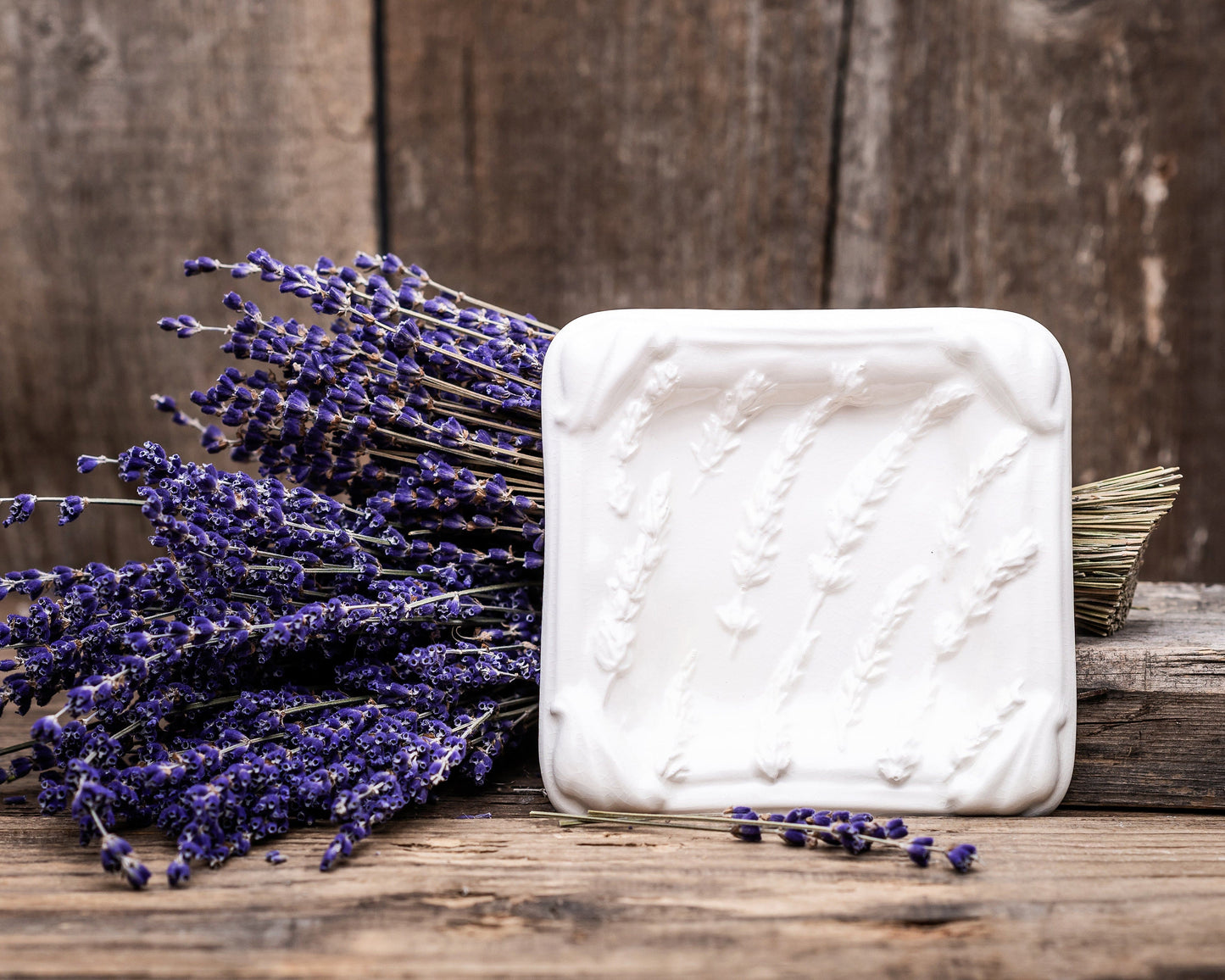 True Lavender Collective White Lavender Soap Dish - Square