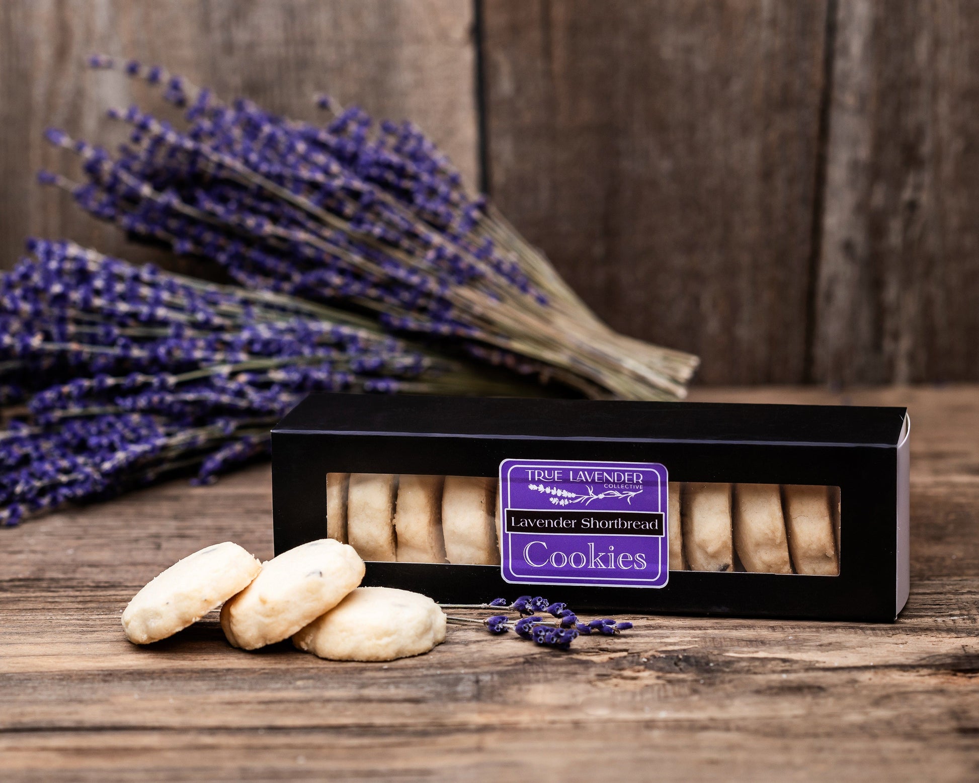 True Lavender Collective Box of 12 Lavender Shortbread