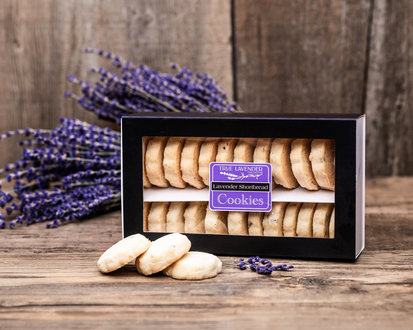 True Lavender Collective Box of 24 Lavender Shortbread