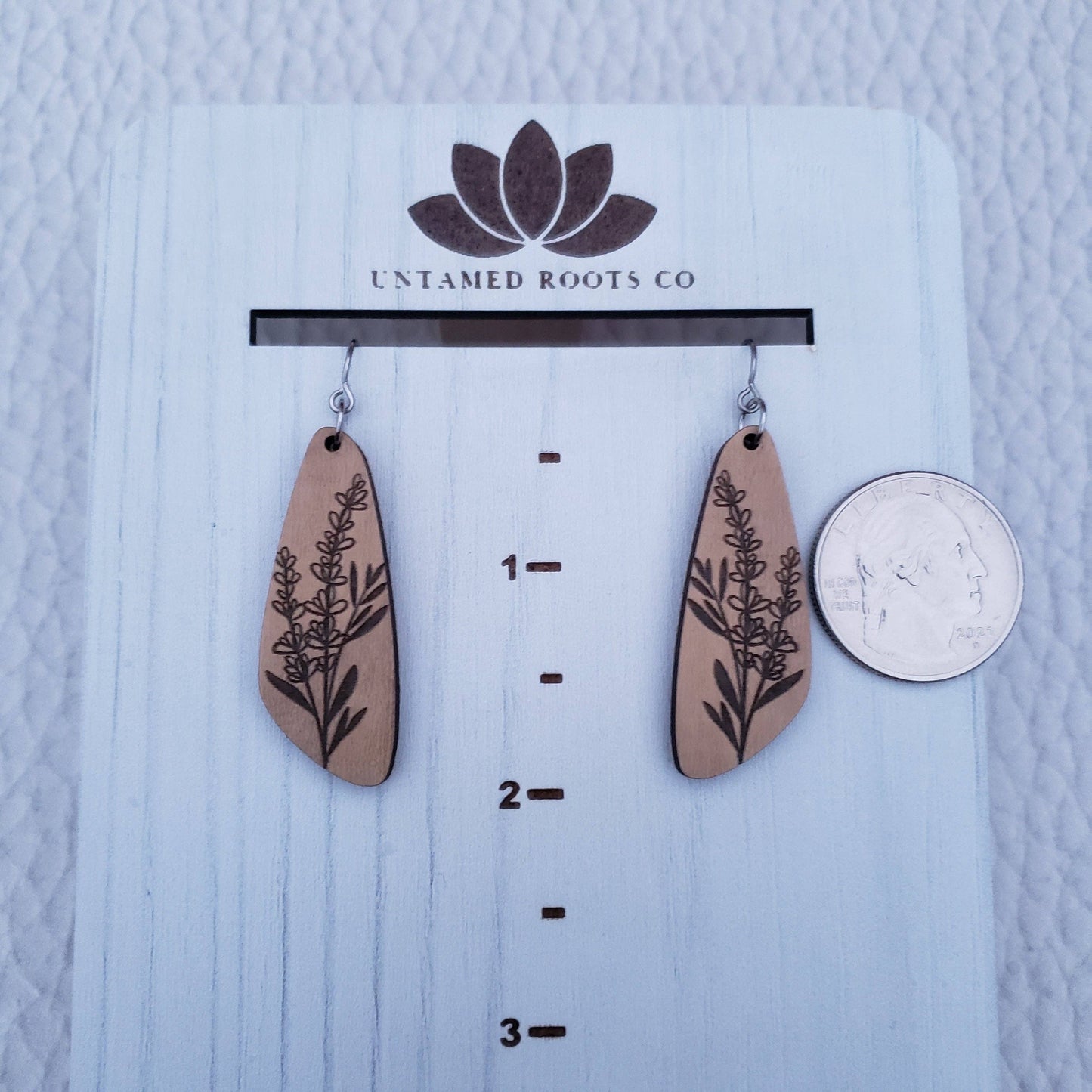 Untamed Roots Co Wooden Lavender Floral Dangle Earrings